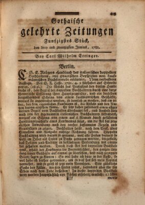 Gothaische gelehrte Zeitungen Samstag 23. Juni 1781