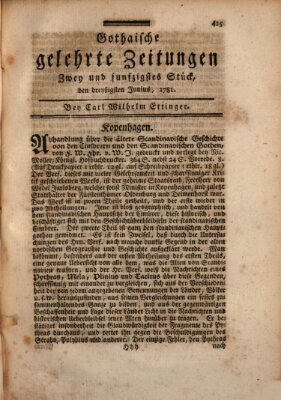 Gothaische gelehrte Zeitungen Samstag 30. Juni 1781