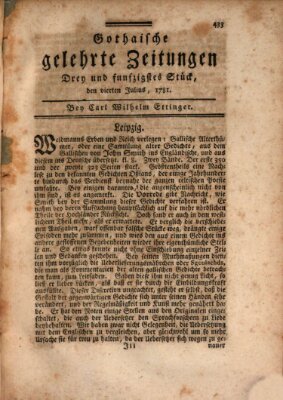 Gothaische gelehrte Zeitungen Mittwoch 4. Juli 1781