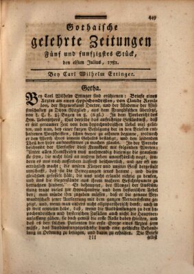 Gothaische gelehrte Zeitungen Mittwoch 11. Juli 1781