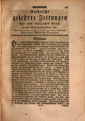 Gothaische gelehrte Zeitungen Samstag 21. Juli 1781