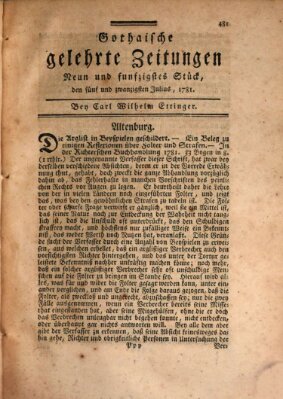 Gothaische gelehrte Zeitungen Mittwoch 25. Juli 1781