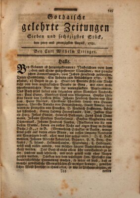 Gothaische gelehrte Zeitungen Mittwoch 22. August 1781