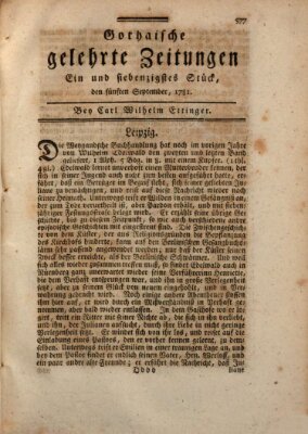 Gothaische gelehrte Zeitungen Mittwoch 5. September 1781