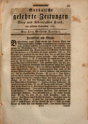 Gothaische gelehrte Zeitungen Mittwoch 12. September 1781