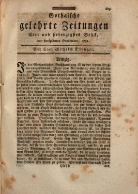 Gothaische gelehrte Zeitungen Samstag 15. September 1781