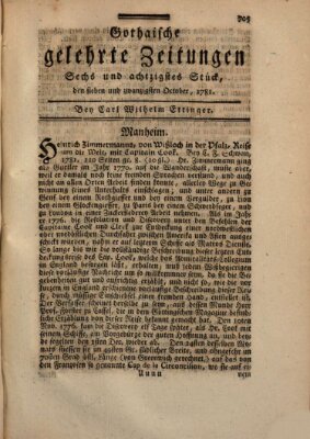 Gothaische gelehrte Zeitungen Samstag 27. Oktober 1781