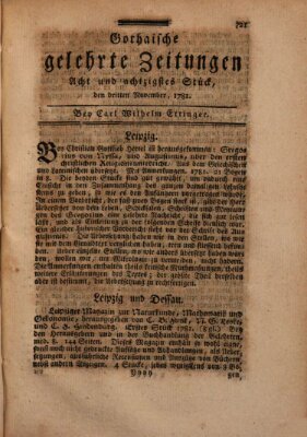 Gothaische gelehrte Zeitungen Samstag 3. November 1781