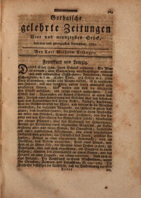 Gothaische gelehrte Zeitungen Samstag 24. November 1781