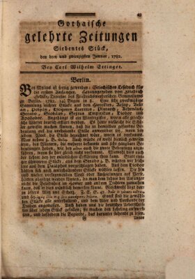 Gothaische gelehrte Zeitungen Mittwoch 23. Januar 1782