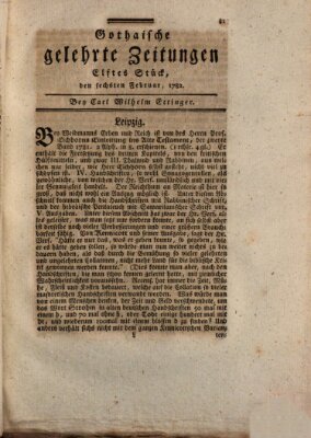 Gothaische gelehrte Zeitungen Mittwoch 6. Februar 1782