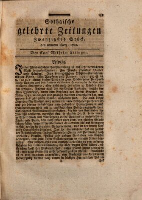 Gothaische gelehrte Zeitungen Samstag 9. März 1782