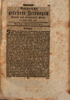 Gothaische gelehrte Zeitungen Mittwoch 3. April 1782