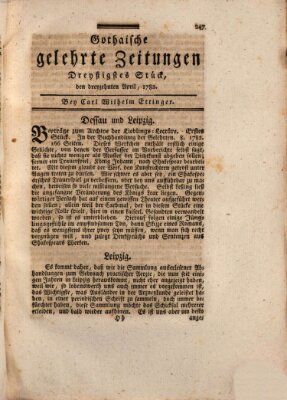 Gothaische gelehrte Zeitungen Samstag 13. April 1782