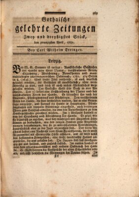 Gothaische gelehrte Zeitungen Samstag 20. April 1782