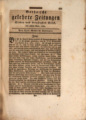 Gothaische gelehrte Zeitungen Mittwoch 8. Mai 1782