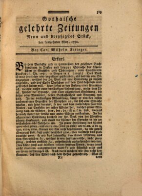 Gothaische gelehrte Zeitungen Mittwoch 15. Mai 1782