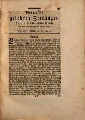 Gothaische gelehrte Zeitungen Samstag 25. Mai 1782