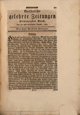 Gothaische gelehrte Zeitungen Samstag 31. August 1782