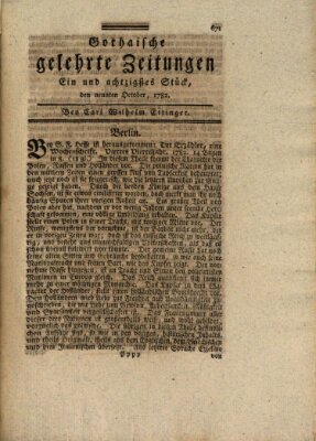 Gothaische gelehrte Zeitungen Mittwoch 9. Oktober 1782