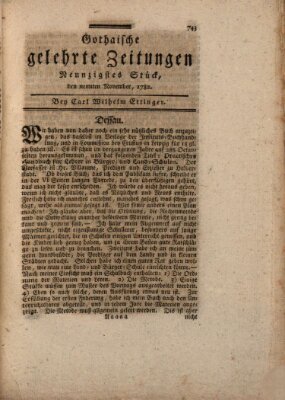 Gothaische gelehrte Zeitungen Samstag 9. November 1782