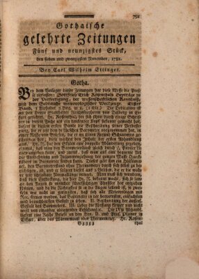 Gothaische gelehrte Zeitungen Mittwoch 27. November 1782