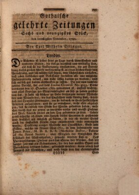 Gothaische gelehrte Zeitungen Samstag 30. November 1782