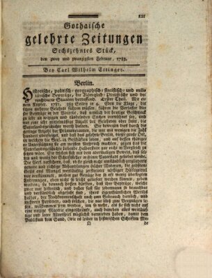 Gothaische gelehrte Zeitungen Samstag 22. Februar 1783