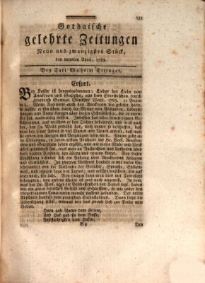 Gothaische gelehrte Zeitungen Mittwoch 9. April 1783