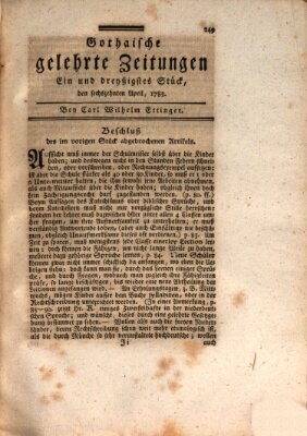 Gothaische gelehrte Zeitungen Mittwoch 16. April 1783