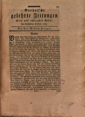 Gothaische gelehrte Zeitungen Mittwoch 15. Oktober 1783