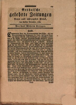 Gothaische gelehrte Zeitungen Mittwoch 5. November 1783