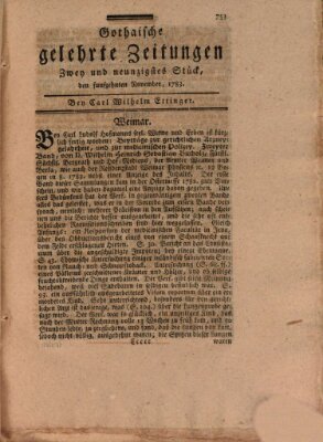 Gothaische gelehrte Zeitungen Samstag 15. November 1783