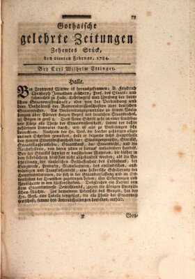 Gothaische gelehrte Zeitungen Mittwoch 4. Februar 1784