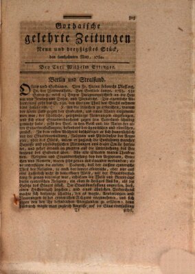 Gothaische gelehrte Zeitungen Samstag 15. Mai 1784