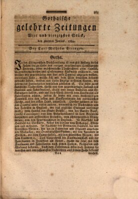 Gothaische gelehrte Zeitungen Mittwoch 2. Juni 1784