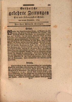 Gothaische gelehrte Zeitungen Samstag 4. September 1784