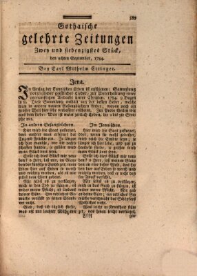 Gothaische gelehrte Zeitungen Mittwoch 8. September 1784