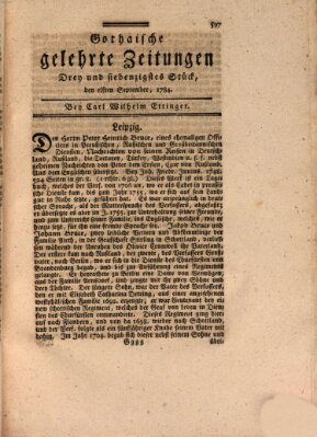 Gothaische gelehrte Zeitungen Samstag 11. September 1784