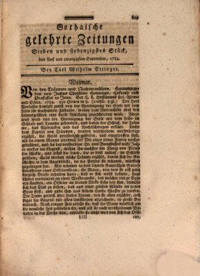 Gothaische gelehrte Zeitungen Samstag 25. September 1784