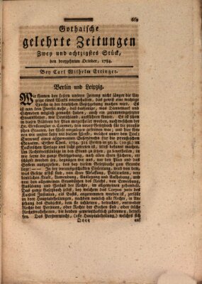 Gothaische gelehrte Zeitungen Mittwoch 13. Oktober 1784