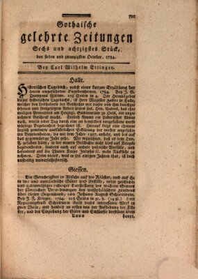 Gothaische gelehrte Zeitungen Mittwoch 27. Oktober 1784