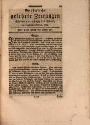 Gothaische gelehrte Zeitungen Samstag 30. Oktober 1784