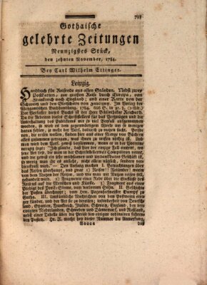 Gothaische gelehrte Zeitungen Mittwoch 10. November 1784