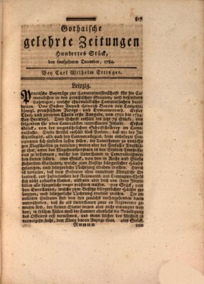 Gothaische gelehrte Zeitungen Mittwoch 15. Dezember 1784