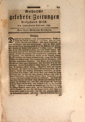 Gothaische gelehrte Zeitungen Mittwoch 16. Februar 1785