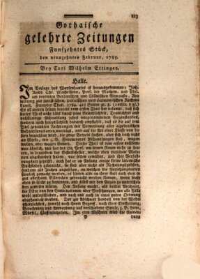 Gothaische gelehrte Zeitungen Samstag 19. Februar 1785