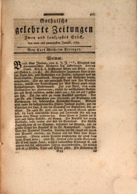 Gothaische gelehrte Zeitungen Mittwoch 29. Juni 1785