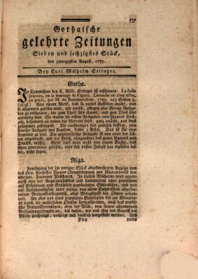 Gothaische gelehrte Zeitungen Samstag 20. August 1785