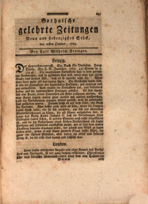 Gothaische gelehrte Zeitungen Samstag 1. Oktober 1785